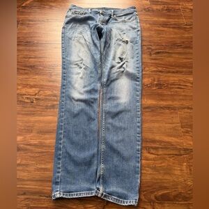 Levi’s 511 Slim Fit Jeans Mens 33x34 Medium Wash Distressed Faded Denim